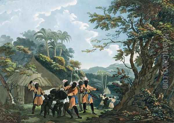 A View taken near Bain, on the coast of Guinea in Affrica, engraved by Catherine Prestell, published by J. Phillips, London, 1789 Oil Painting - Richard Westall