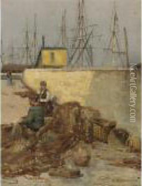 Fisherman In Port Oil Painting - Vasily Petrovich Vereschagin