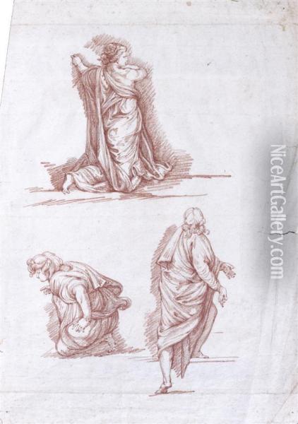 Trois Etudes De Figures, D'apres Raphael Oil Painting - Anicet-Charles-Gabriel Lemonnier