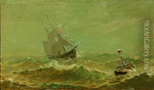 Ship On The High Seas (+ Yacht; 2 Works) Oil Painting - William Formby Halsall