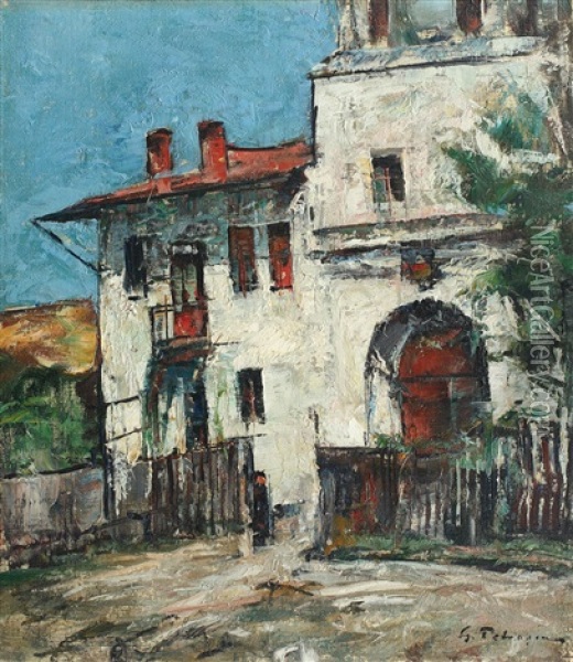 Clopotnita Manastirii Viforata Oil Painting - Gheorghe Petrascu