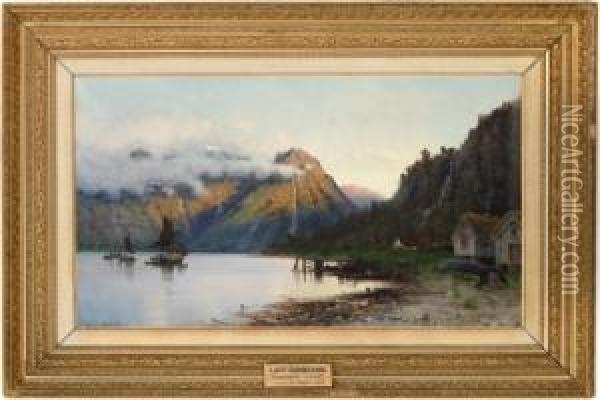 Fjordlandskap I Ettermiddagslys Oil Painting - Frithjof Smith-Hald