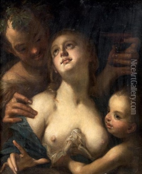 Bacchus, Venus Et Cupidon Oil Painting - Hans Von Aachen