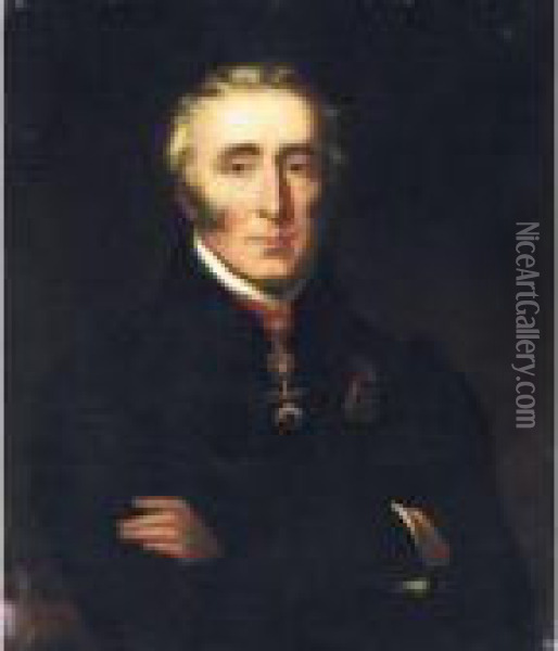 Portrait Of Arthur Wellesley, Duke Of Wellington Oil Painting - Henry Perronet Briggs