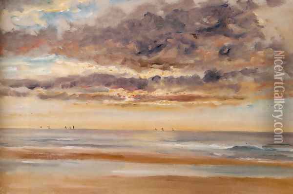 Sunset Over The Sea Oil Painting - Paul Huet