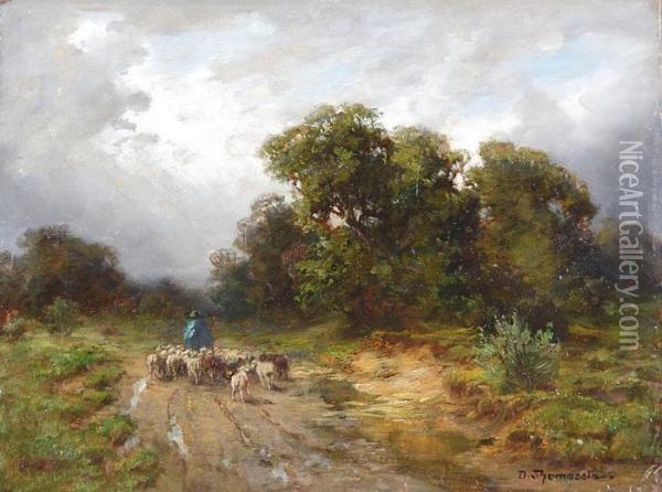 Schafer Mit Seiner Herde Oil Painting - Desire Tomassin