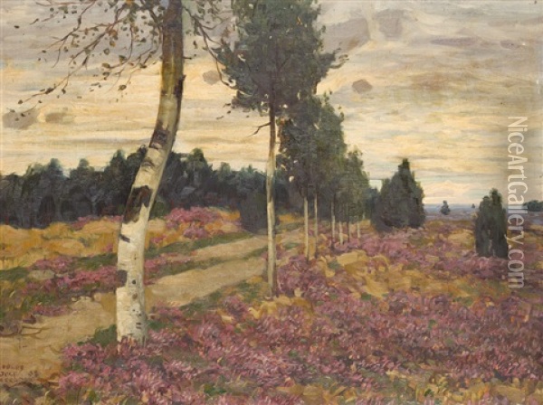 Heidelandschaft Oil Painting - Teodoro Wolf Ferrari