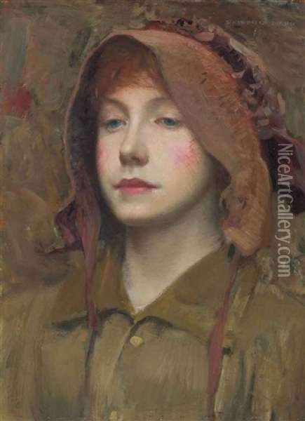 Portrait Of A Girl Oil Painting - Harrington Mann