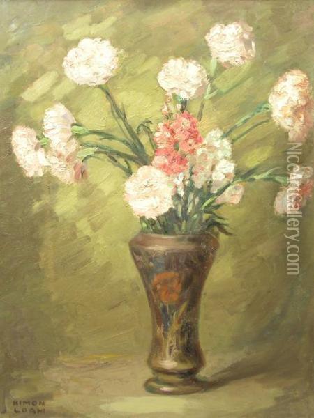 Vase With Flowers Oil Painting - Kimon Loghi