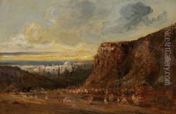 Beduinen Ausserhalb Der Stadt Oil Painting - Edouard-Jacques Dufeu