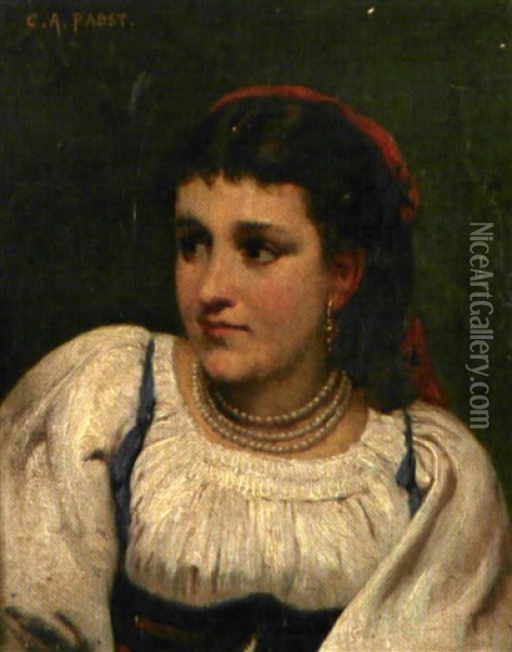 Portrait De Jeune Fille Oil Painting - Camille Alfred Pabst