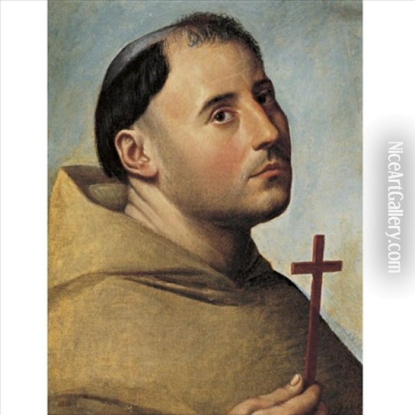Portrait Of A Monk With A Cross Oil Painting - Bernardino Licinio