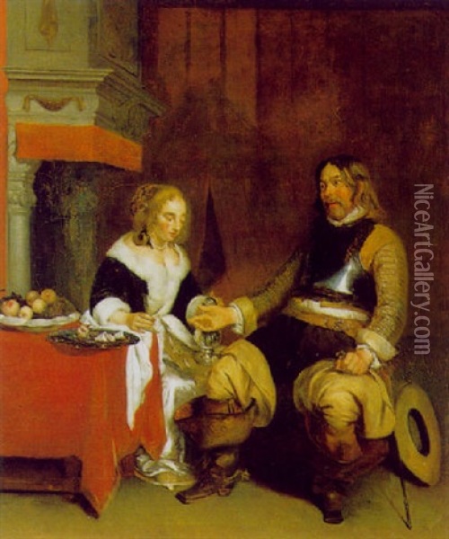 Der Galante Offizier Oil Painting - Gerard ter Borch the Younger