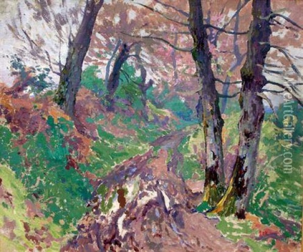 Chemin Creux En Avril A Crozant Oil Painting - Paul Madeline