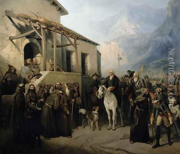 Field-marshal Alexander Suvorov (1729-1800) on the St Gothard summit, 13th September 1799, 1855 Oil Painting - Adolf Jossifowitsch Charlemagne