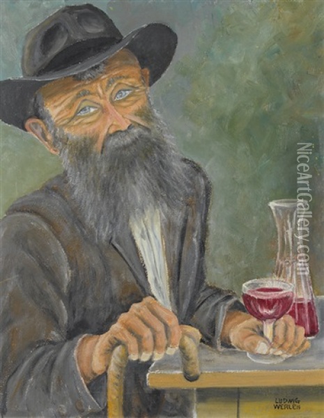 Alter Huttrager Beim Rotwein Oil Painting - Ludwig Werlen
