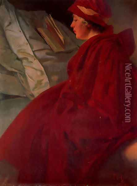 The Red Cape Oil Painting - Alphonse Maria Mucha