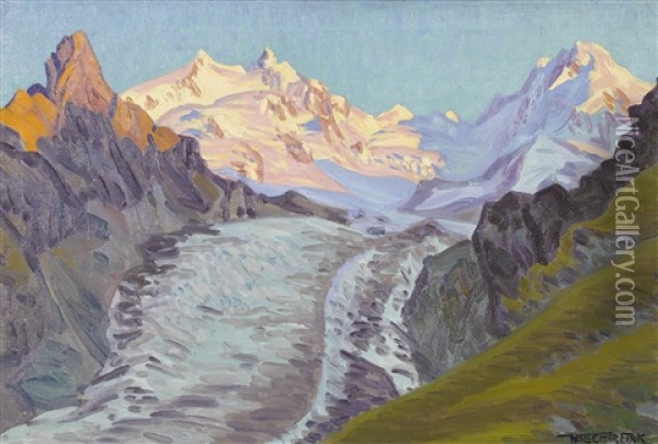 Abend Am Gornergletscher Oil Painting - Waldemar Theophil Fink