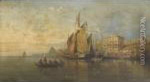 Vue De Venise Oil Painting - Charles Euphrasie Kuwasseg