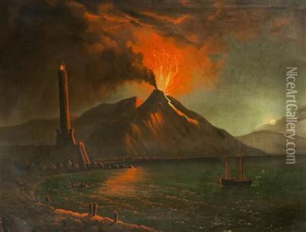 Eruption Of Vesuvius Oil Painting - Michael Wutky