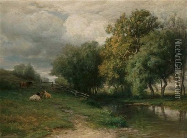 Cloudy Afternoon, New Jersey Oil Painting - Hendrik Dirk Kruseman van Elten