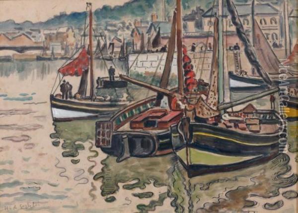 Le Port Oil Painting - Henri Lienard De Saint-Delis