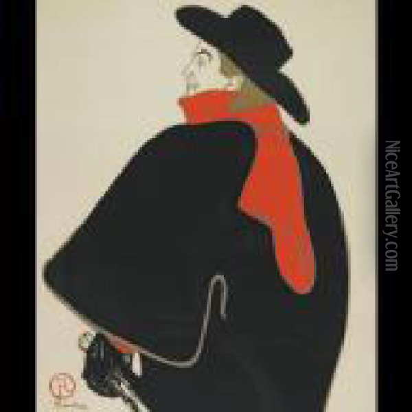 Aristide Bruant, Dans Son Cabaret Oil Painting - Henri De Toulouse-Lautrec