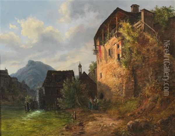 Waidhofen An Der Ybbs Oil Painting - Ludwig Georg Eduard Halauska