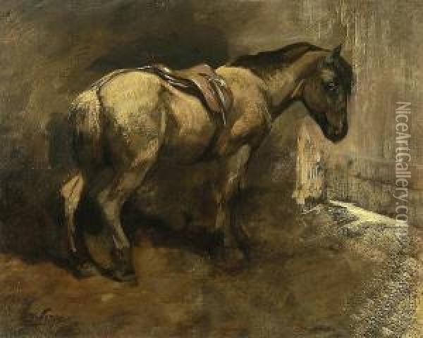 Pony In A Stable Oil Painting - George Pirie