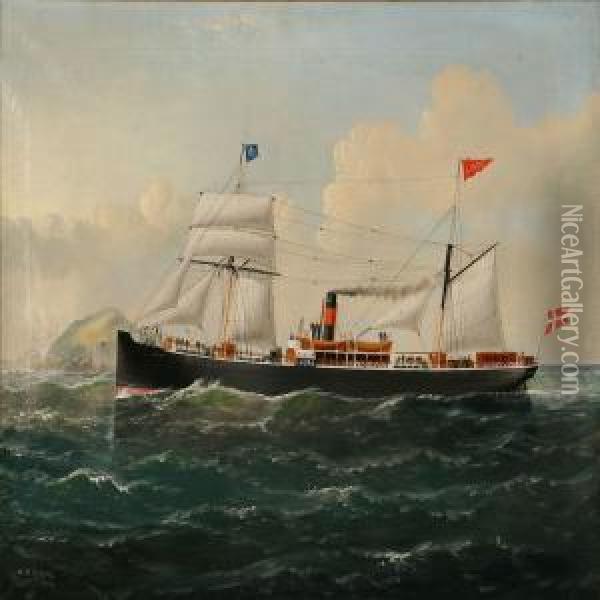 The S/s Laura, Dfds Shipping Company, Denmark Oil Painting - William Howard Yorke