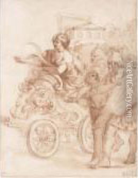 Tullia Driving Her Chariot Oil Painting - Pietro Da Cortona (Barrettini)