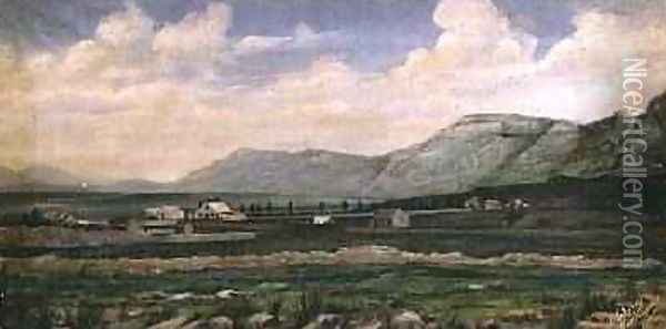 A farmstead Mafeking 1885 Oil Painting - J Mahoney