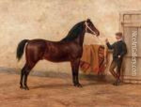 A Steed With His Groom Oil Painting - Willem Carel Nakken