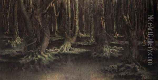 The Leprous Forest Oil Painting - William Degouve de Nuncques