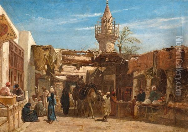 A Street In Cairo Oil Painting - Frederick Goodall