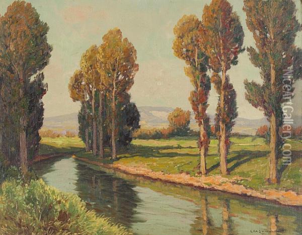 Landscape With A River Oil Painting - Peter Grabwinkler