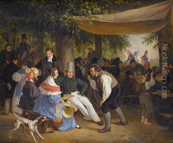 Sunday Afternoon In The Park Oil Painting - Hendrick Joseph Dillens