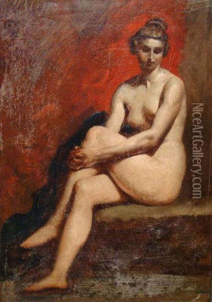 Portrait Of A Seated Nude Lady Oil Painting - William Etty