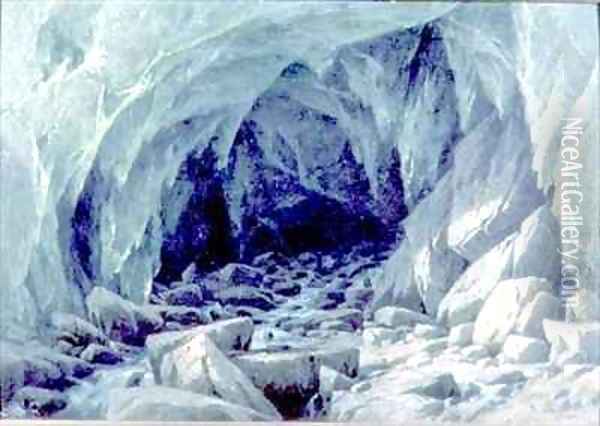 The Ice Cave of the Brenva Oil Painting - Giuseppe Falchetti
