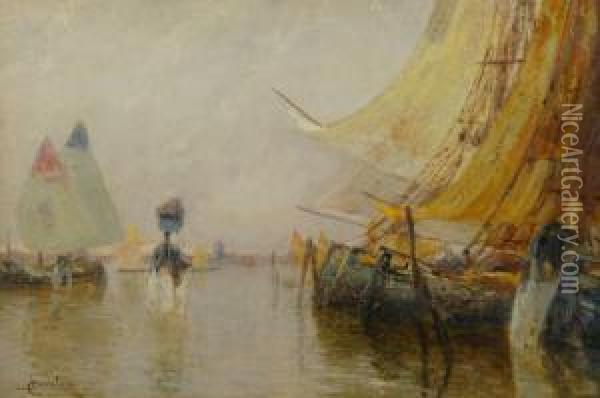 Imbarcazioni In Porto Oil Painting - Ludovico Cavaleri