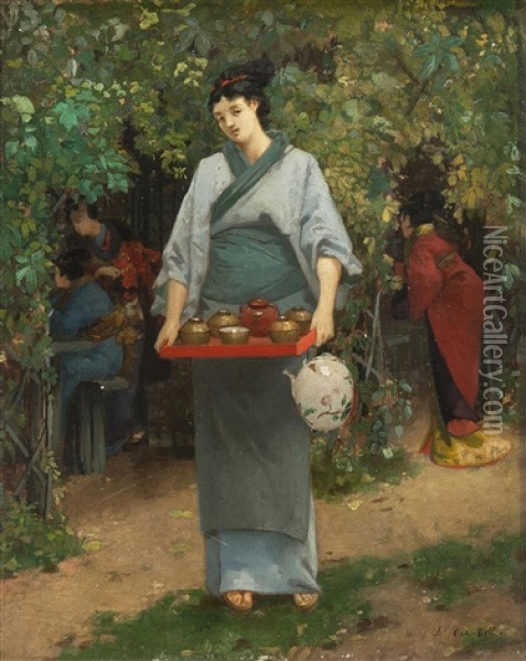 Asiatin Bei Der Teezeremonie Oil Painting - Louis Robert Carrier-Belleuse