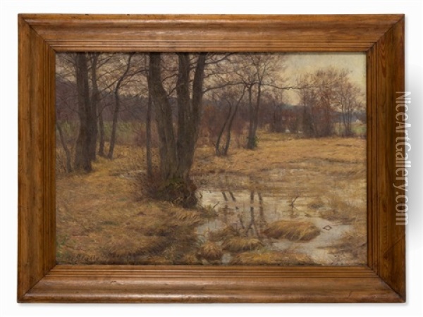 Dachauer Moos In Autumn Oil Painting - Adolf Glatte