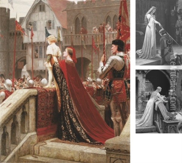 A Little Prince Likely In Time To Bless A Royal Throne Oil Painting - Edmund Blair Leighton