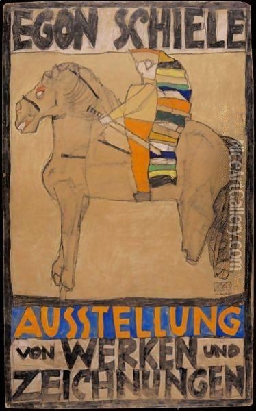 Plakat (Pferd Und Reiter) Oil Painting - Egon Schiele