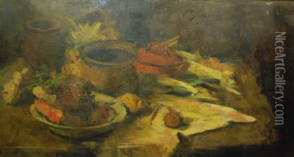 Table Festive Oil Painting - Victor Simonin