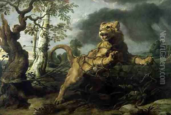 The Lion and the Mouse Oil Painting - and Snyders, F. Rubens, Peter Paul