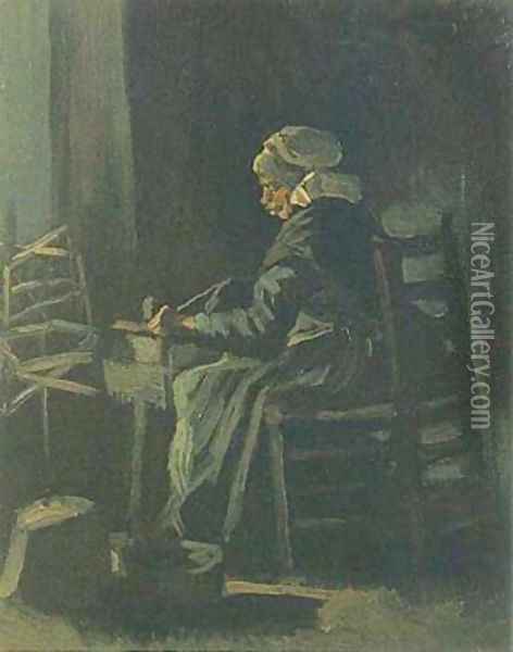 Peasant Woman At The Spinning Wheel 1885 Oil Painting - Vincent Van Gogh