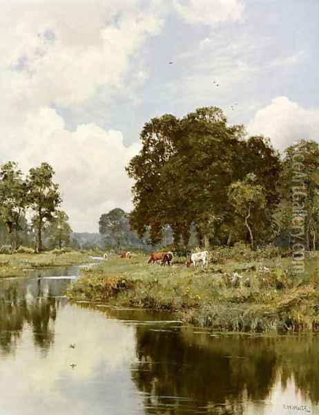 A September Day, near Woolhampton, Berkshire Oil Painting - Edward Wilkins Waite