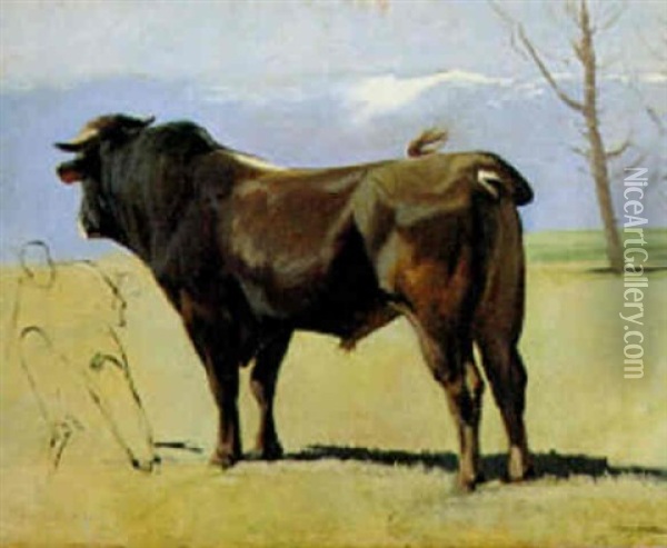 Taureau A Micheli Oil Painting - Albert Lugardon