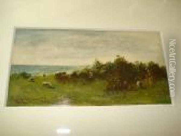Sheep Grazing On The Coast Oil Painting - Robert Gemmell Hutchison